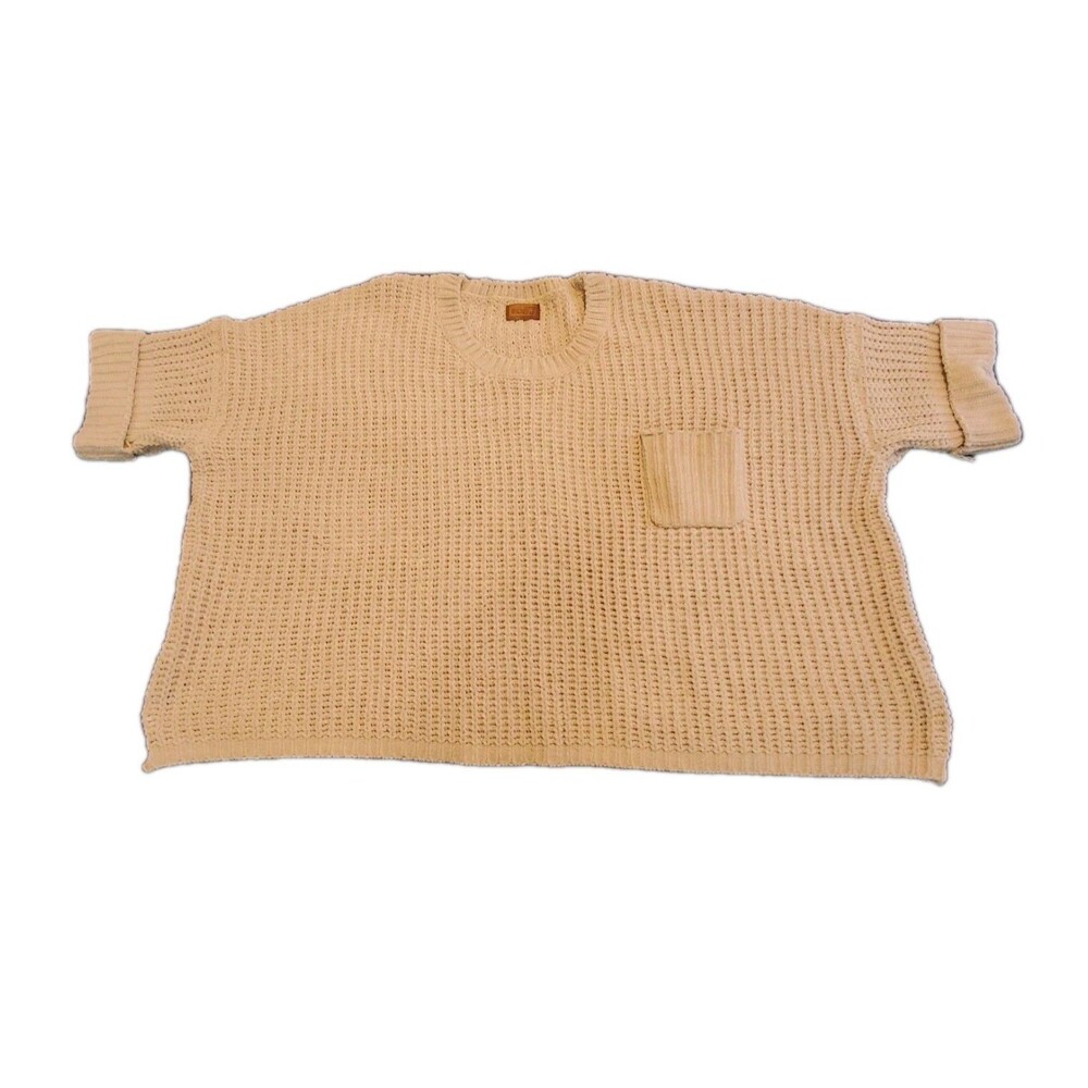 POL Anthropology Sz Sm Chunky Oversized Short Rolled Sleeves Boxy Sweater Boho